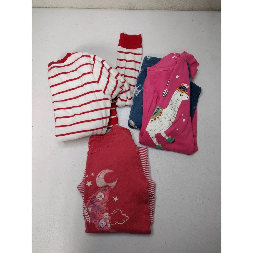 Carters Girls Pajama Set Bundle 3-Pack Size 7 Llama Butterfly Love My Family Red